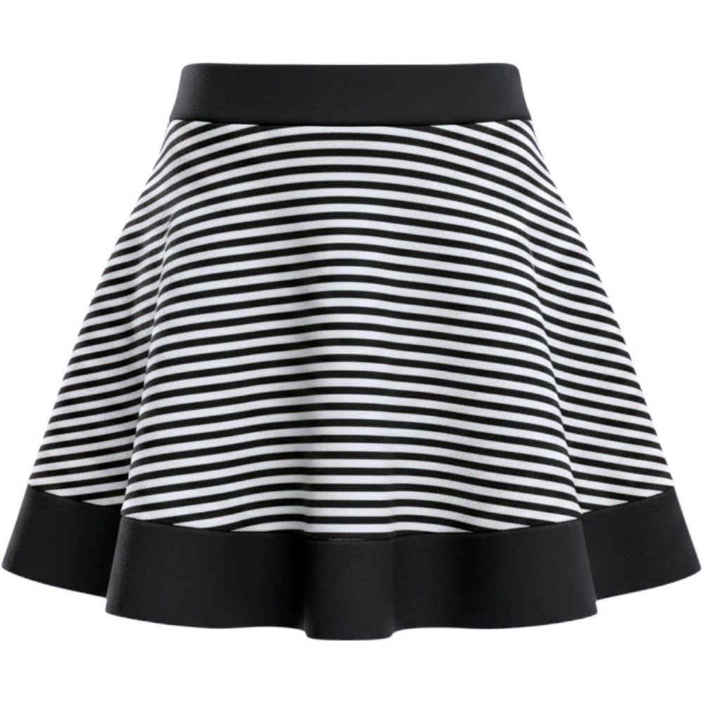 INC International Concepts ~ Striped~Mini Skirt Black/White Contrast Hem~Medium